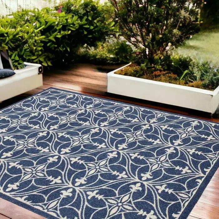 8' X 11' Denim Blue Moroccan Indoor Outdoor Area Rug - Homeroots - Flyclothing LLC