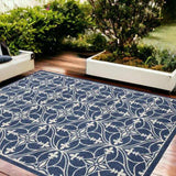 8' X 11' Denim Blue Moroccan Indoor Outdoor Area Rug - Homeroots - Flyclothing LLC
