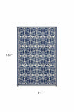 8' X 11' Denim Blue Moroccan Indoor Outdoor Area Rug - Homeroots - Flyclothing LLC