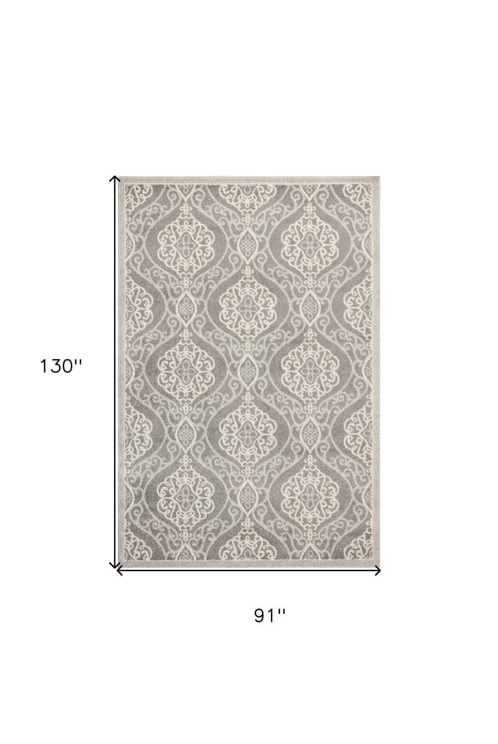 7' X 11' Silver Geometric Mosaic Uv Treated Indoor Area Rug - Homeroots - Flyclothing LLC