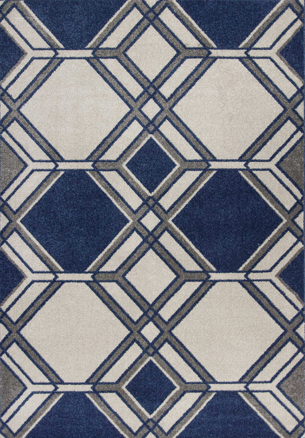 7' X 11' Ivory Or Denim Geometric Hexagon Uv Treated Indoor Area Rug - Homeroots - Flyclothing LLC