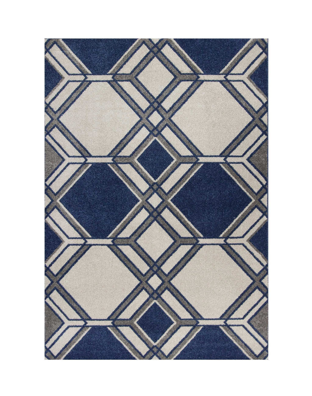 7' X 11' Ivory Or Denim Geometric Hexagon Uv Treated Indoor Area Rug - Homeroots - Flyclothing LLC