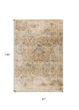 8' X 11' Champagne Beige Machine Woven Damask Indoor Area Rug - Homeroots - Flyclothing LLC