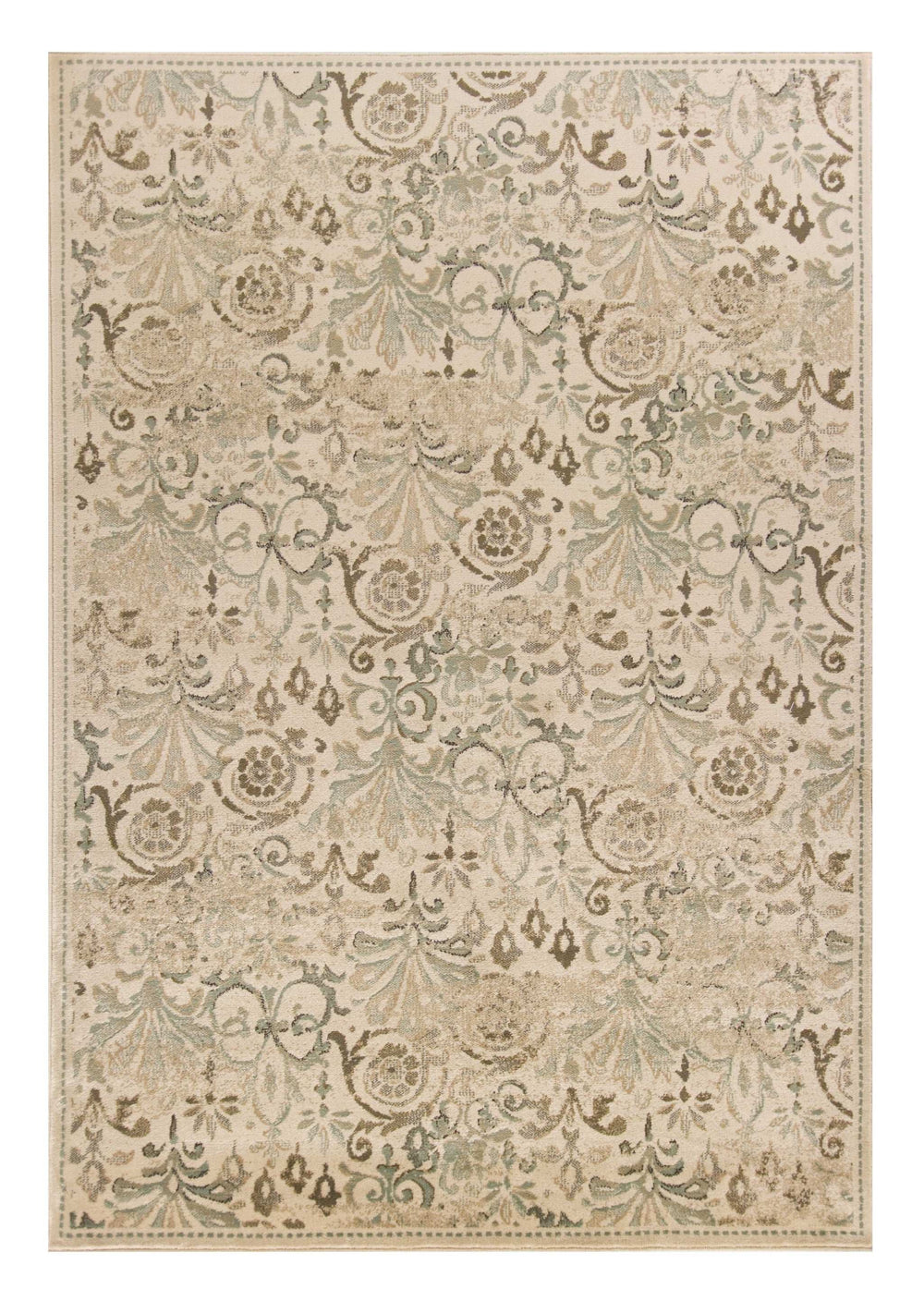 8' X 11' Ivory Machine Woven Floral Traditional Indoor Area Rug - Homeroots - Flyclothing LLC