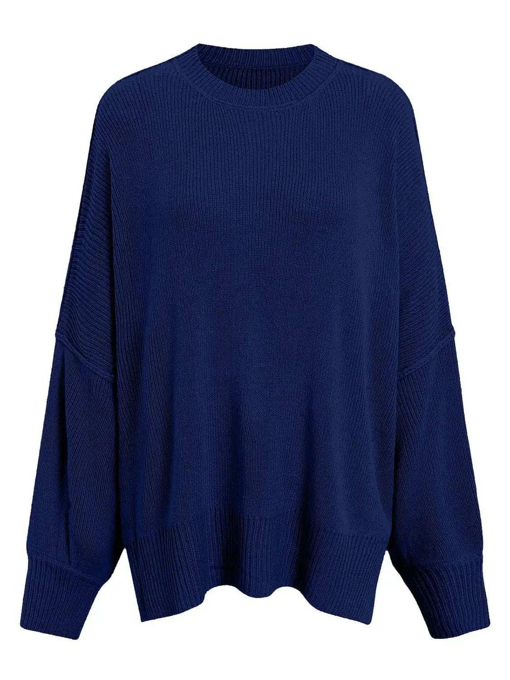 Round Neck Long Sleeve Sweater - Trendsi - Flyclothing LLC