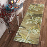 10' Moss Green Hand Tufted Tropical Trees Indoor Runner Rug - Homeroots - Flyclothing LLC
