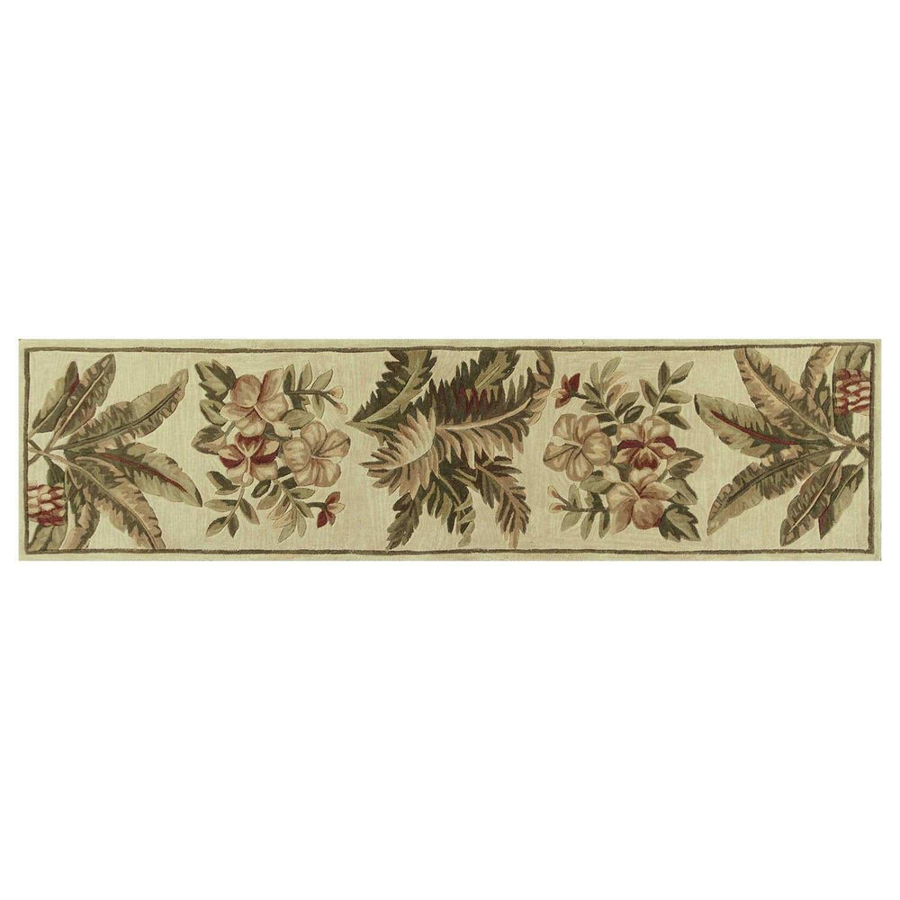 10' Ivory Hand Tufted Tropical Indoor Runner Rug - Homeroots - Flyclothing LLC