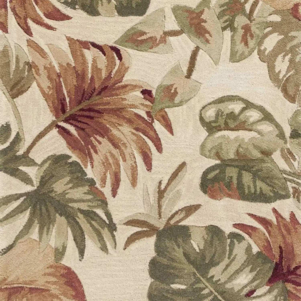 2' X 10' Beige Palm Leaves Wool Indoor Runner Rug - Homeroots - Flyclothing LLC