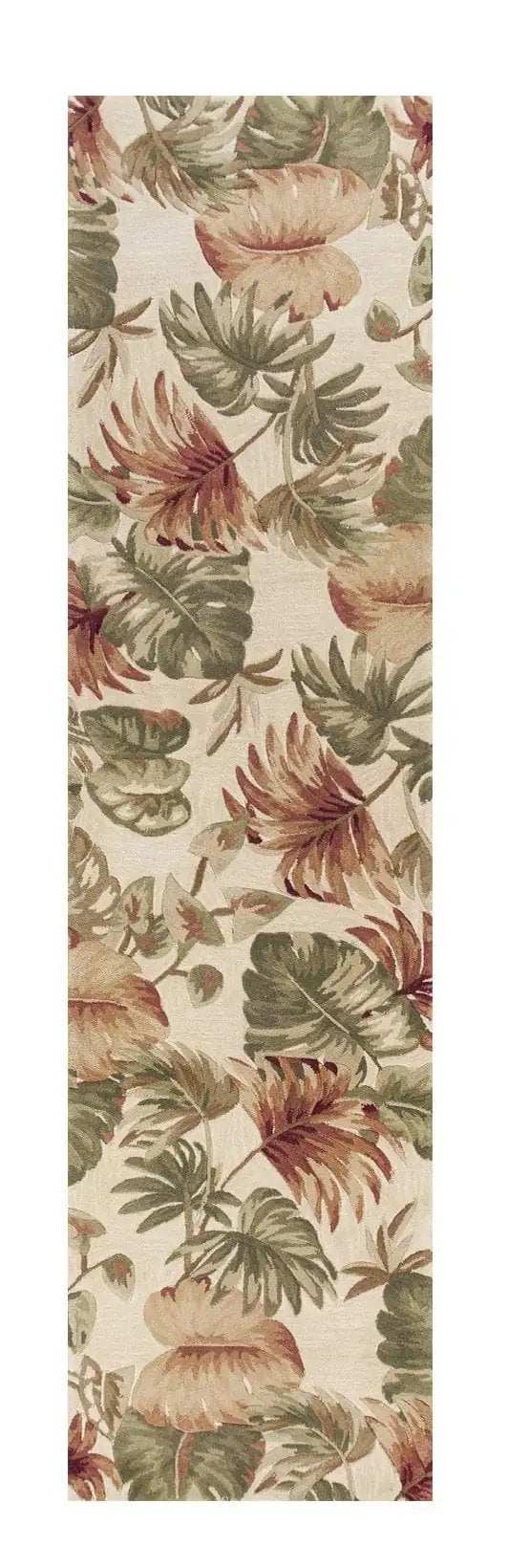 2' X 10' Beige Palm Leaves Wool Indoor Runner Rug - Homeroots - Flyclothing LLC