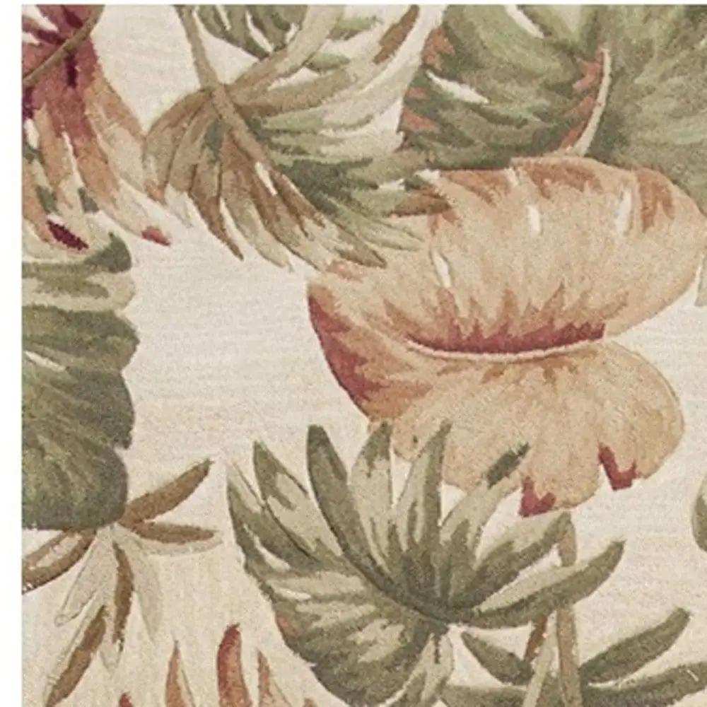 2' X 10' Beige Palm Leaves Wool Indoor Runner Rug - Homeroots - Flyclothing LLC