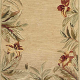 10' Ivory Hand Tufted Bordered Tropical Plants Indoor Runner Rug - Homeroots - Flyclothing LLC
