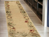 10' Ivory Hand Tufted Bordered Tropical Plants Indoor Runner Rug - Homeroots - Flyclothing LLC