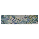 2' X 10' Grey Or Blue Tropical Leaves Wool Indoor Runner Rug - Homeroots - Flyclothing LLC