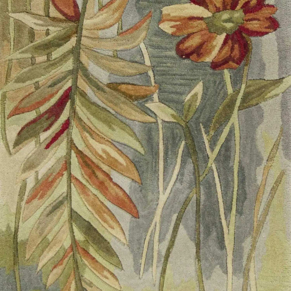 10' Green Blue Hand Tufted Tropical Plants Indoor Runner Rug - Homeroots - Flyclothing LLC