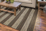 5' X 7' Brown and Beige Striped Hand Woven Area Rug - Homeroots - Flyclothing LLC
