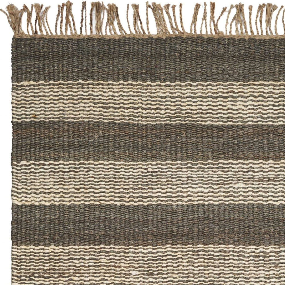 5' X 7' Brown and Beige Striped Hand Woven Area Rug - Homeroots - Flyclothing LLC