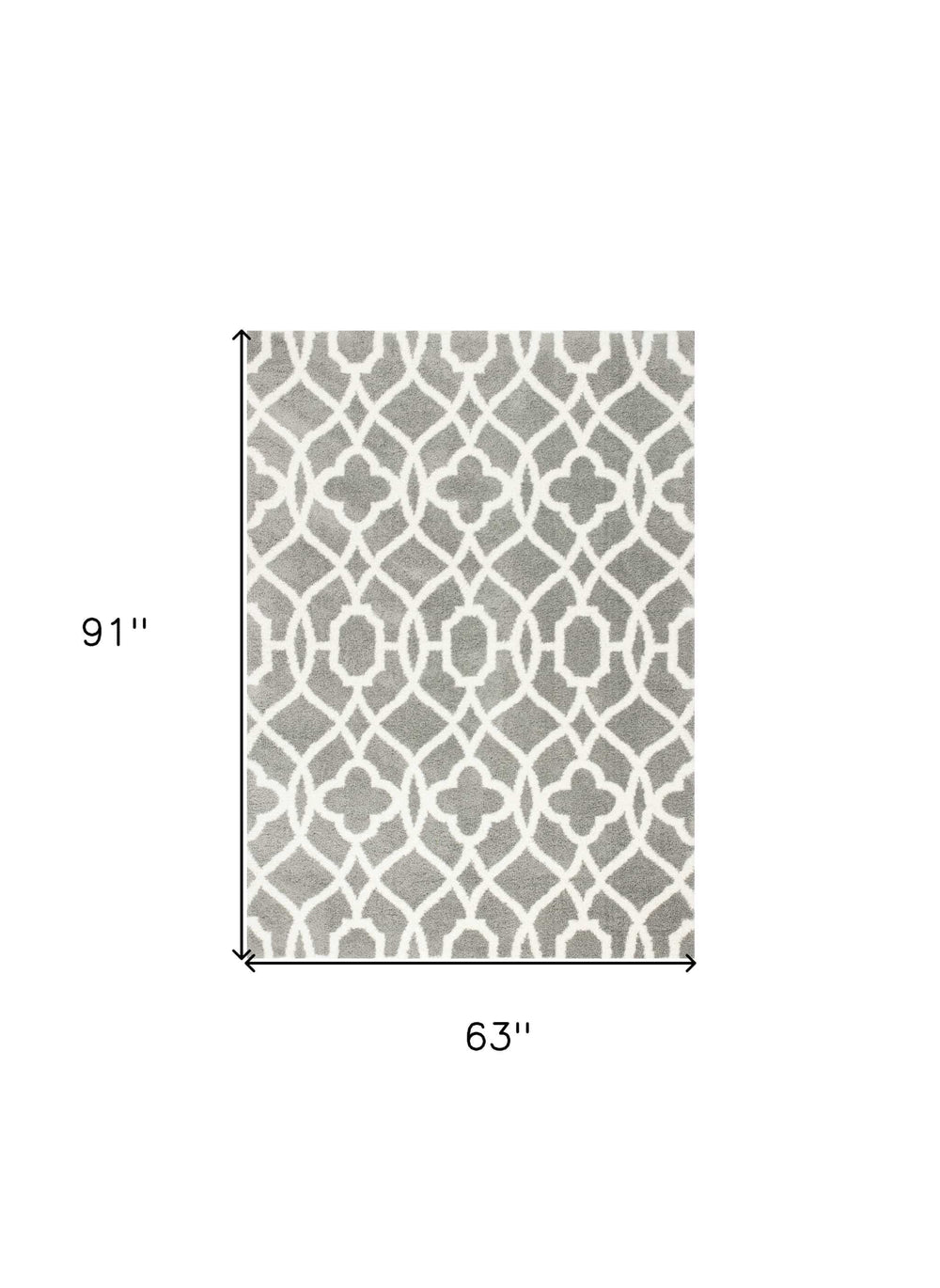 5' X 8' Grey Ivory Machine Woven Ogee Indoor Area Rug - Homeroots - Flyclothing LLC