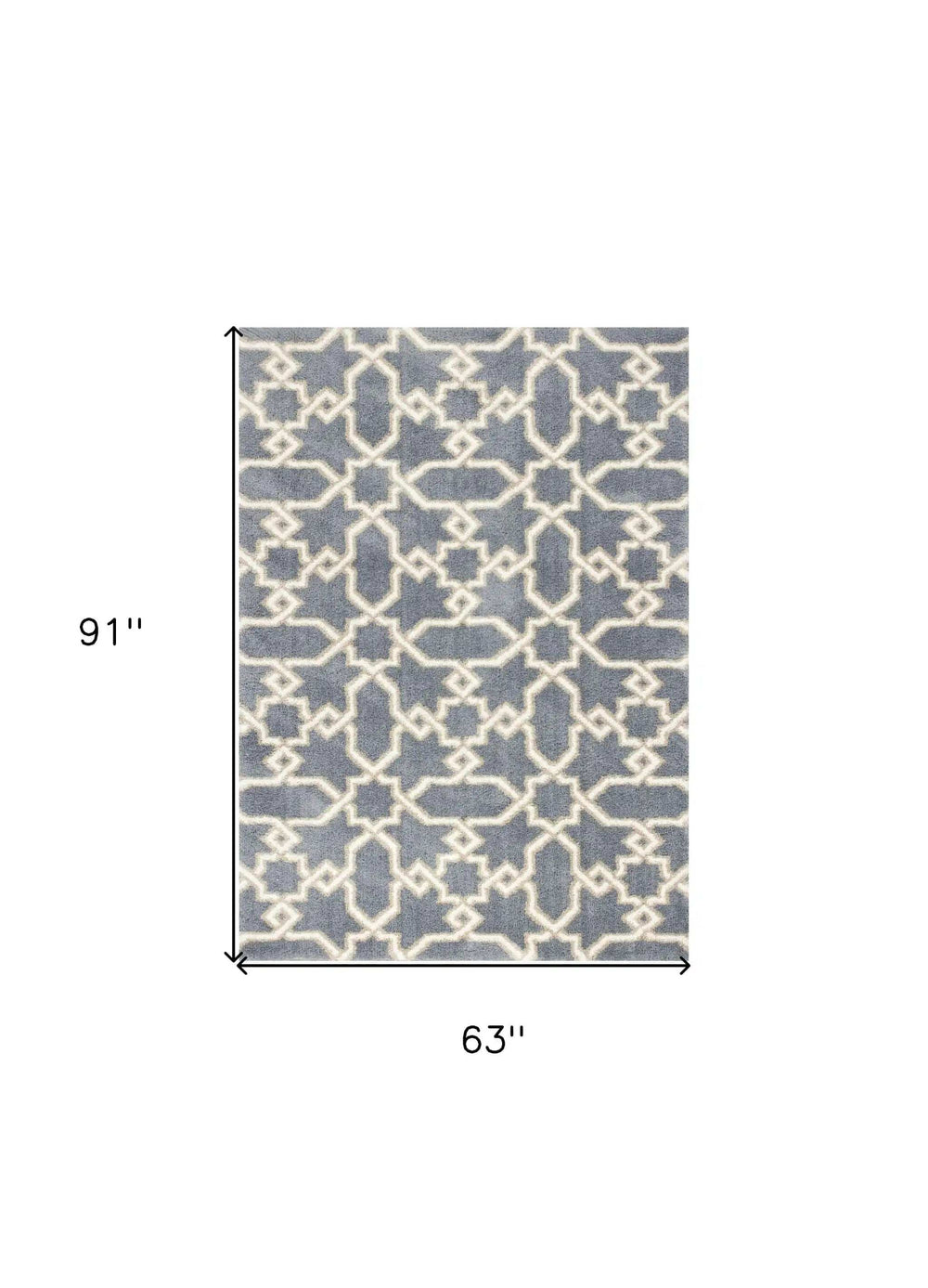 5' X 8' Slate Blue Geometric Pattern Microfiber Indoor Area Rug - Homeroots - Flyclothing LLC