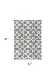 5' X 8' Slate Blue Geometric Pattern Microfiber Indoor Area Rug - Homeroots - Flyclothing LLC