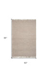 5' X 8' Natural Plain Wool Indoor Area Rug With Fringe - Homeroots - Flyclothing LLC