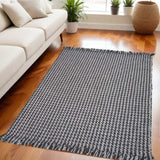 5' X 8' Grey Hand Woven Houndstooth Indoor Area Rug - Homeroots - Flyclothing LLC