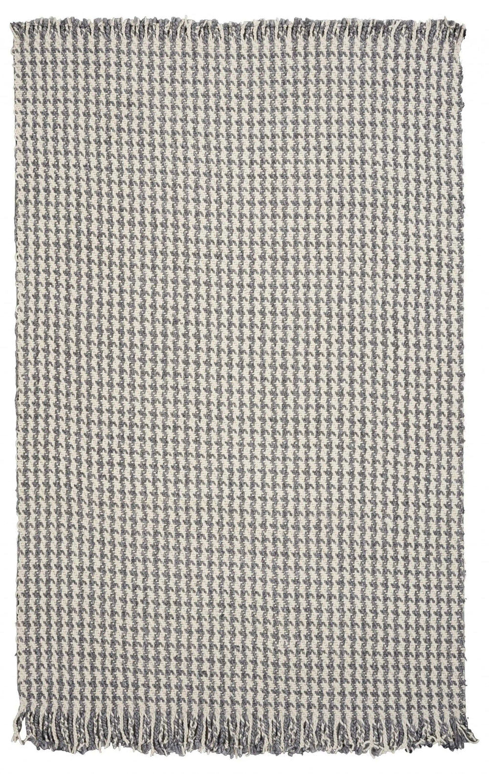 5' X 8' Ivory Or Grey Plaid Knitted Wool Indoor Area Rug With Fringe - Homeroots - Flyclothing LLC