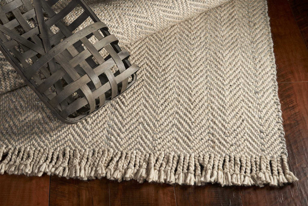 5' X 8' Oatmeal Beige Hand Woven Houndstooth Indoor Area Rug - Homeroots - Flyclothing LLC