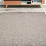 5' X 8' Oatmeal Beige Hand Woven Houndstooth Indoor Area Rug - Homeroots - Flyclothing LLC