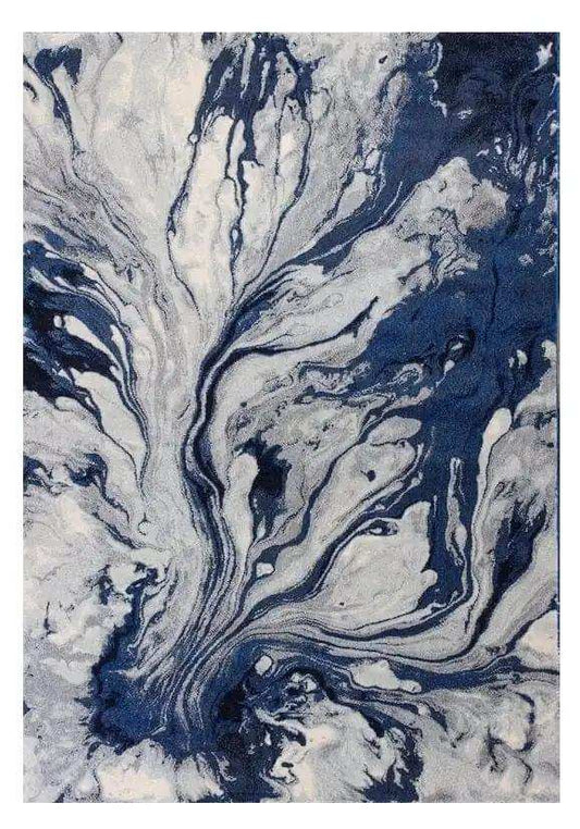7' X 10' Blue Machine Woven Abstract Watercolor Indoor Area Rug - Homeroots - Flyclothing LLC