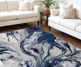 7' X 10' Blue Machine Woven Abstract Watercolor Indoor Area Rug - Homeroots - Flyclothing LLC
