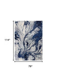 7' X 10' Blue Machine Woven Abstract Watercolor Indoor Area Rug - Homeroots - Flyclothing LLC