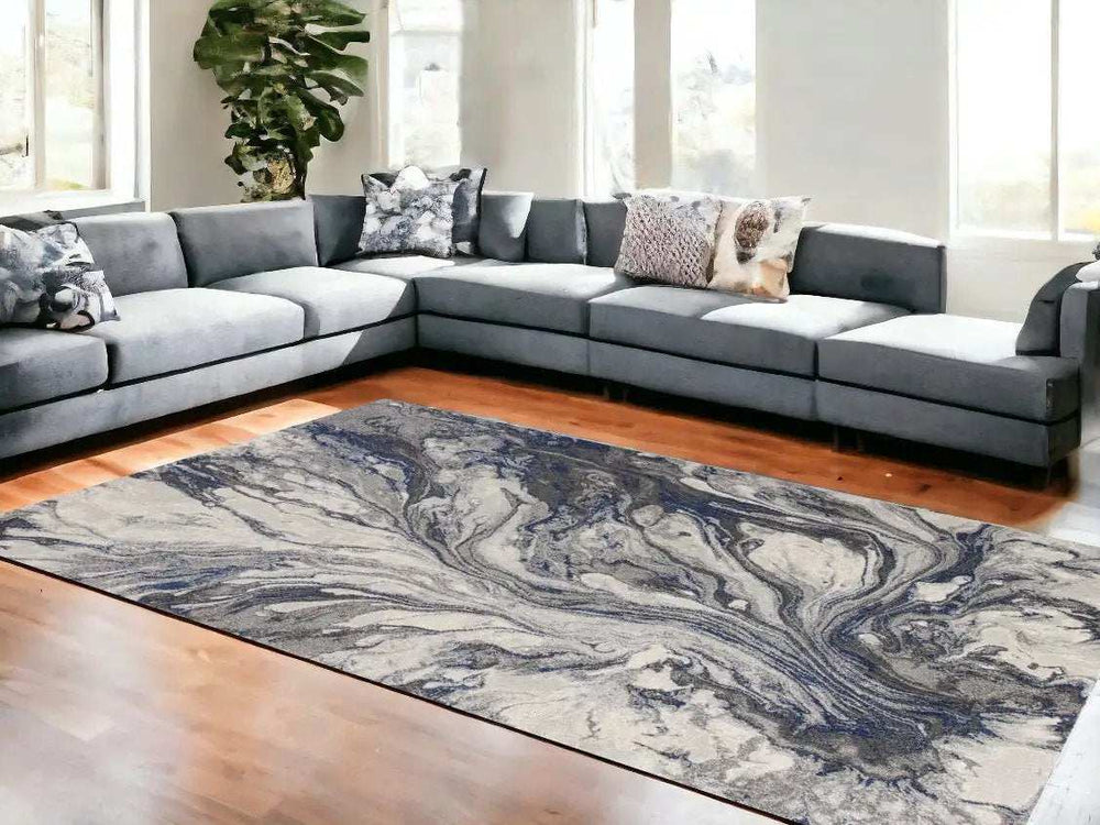 6' X 9' Grey Abstract Marble Design Indoor Area Rug - Homeroots - Flyclothing LLC