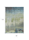 7' X 10' Blue Green Machine Woven Abstract Brushstroke Indoor Area Rug - Homeroots - Flyclothing LLC