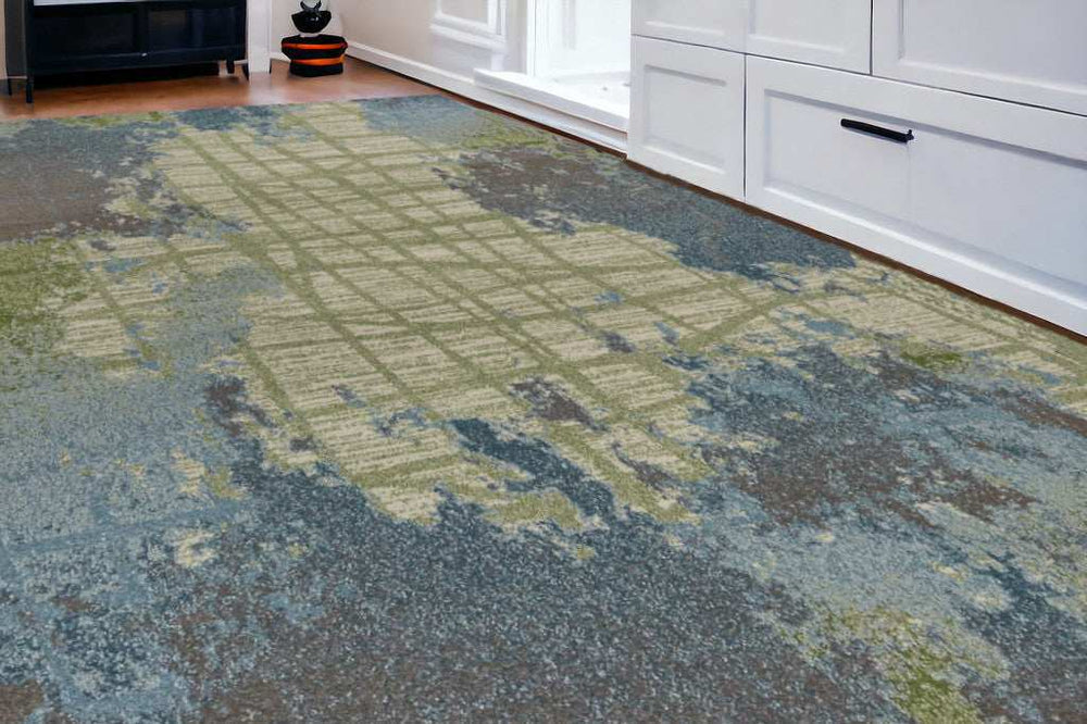 6' X 9' Green Or Blue Abstract Design Indoor Area Rug - Homeroots - Flyclothing LLC