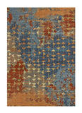 7' X 10' Blue Coral Machine Woven Abstract Triangular Strings Indoor Area Rug - Homeroots - Flyclothing LLC