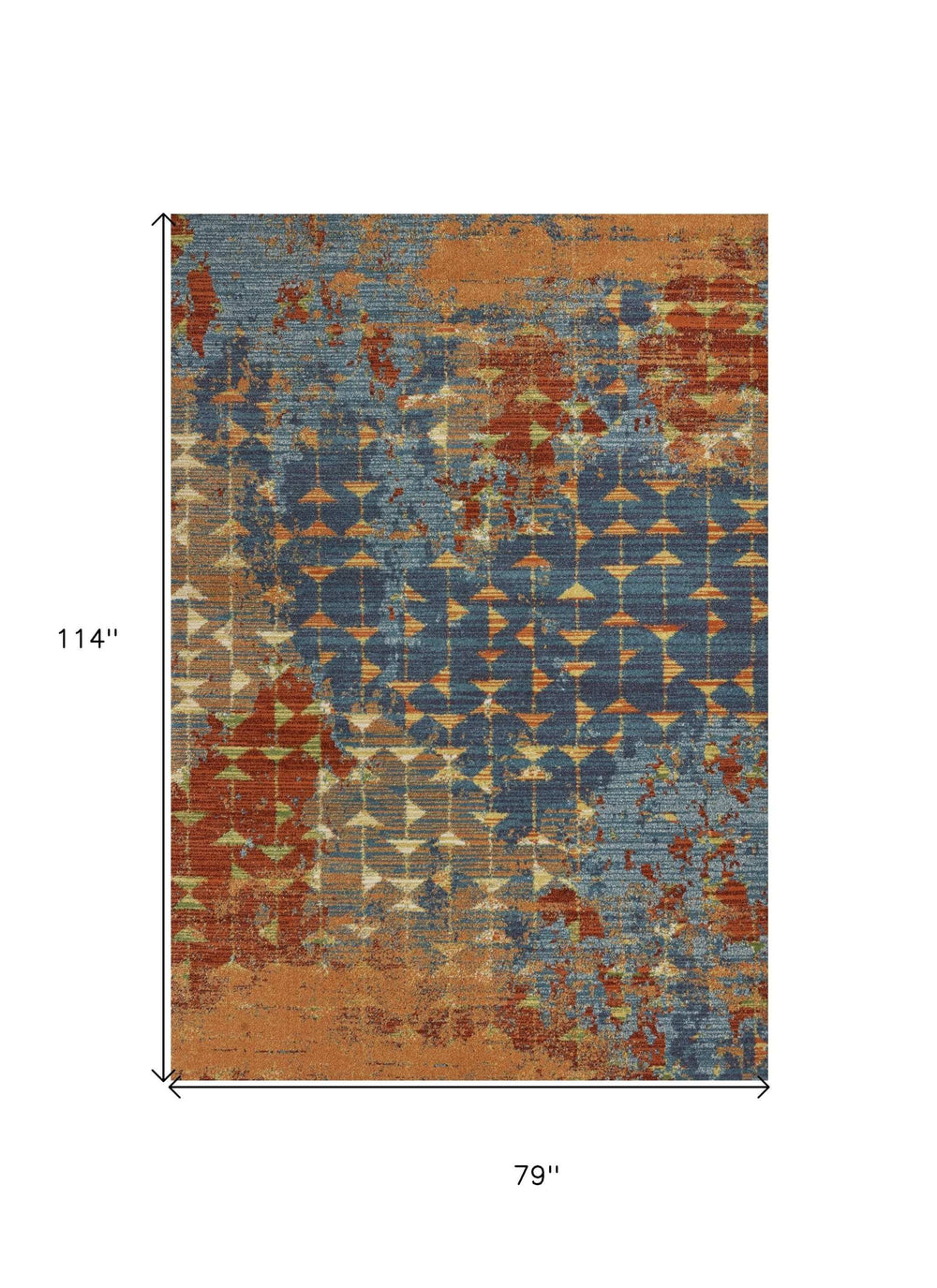 7' X 10' Blue Coral Machine Woven Abstract Triangular Strings Indoor Area Rug - Homeroots - Flyclothing LLC