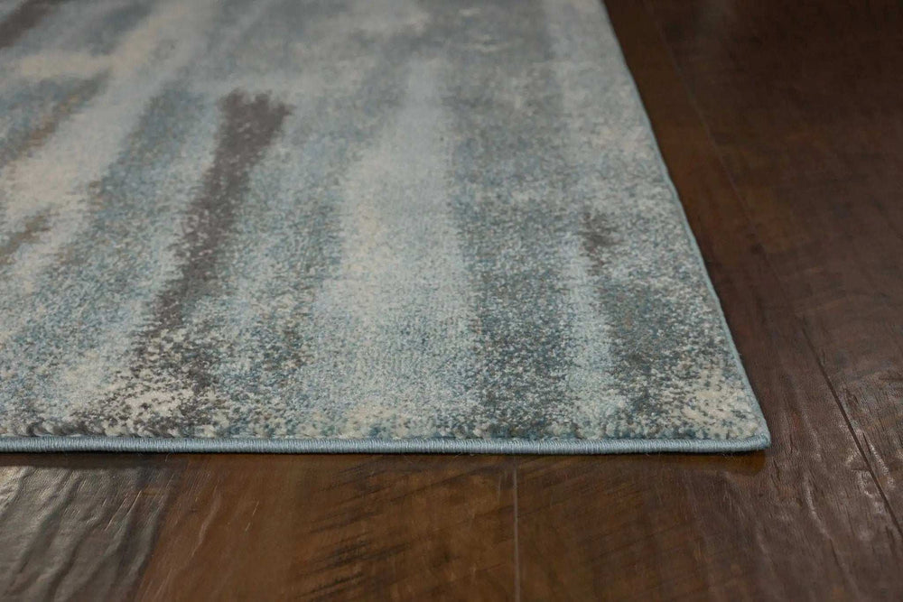 7' X 10' Teal Blue Machine Woven Abstract Stripes Indoor Area Rug - Homeroots - Flyclothing LLC