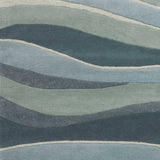 5' X 8' Aquamarine Abstract Waves Hand Tufted Wool Area Rug - Homeroots - Flyclothing LLC