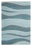 5' X 8' Aquamarine Abstract Waves Hand Tufted Wool Area Rug - Homeroots - Flyclothing LLC