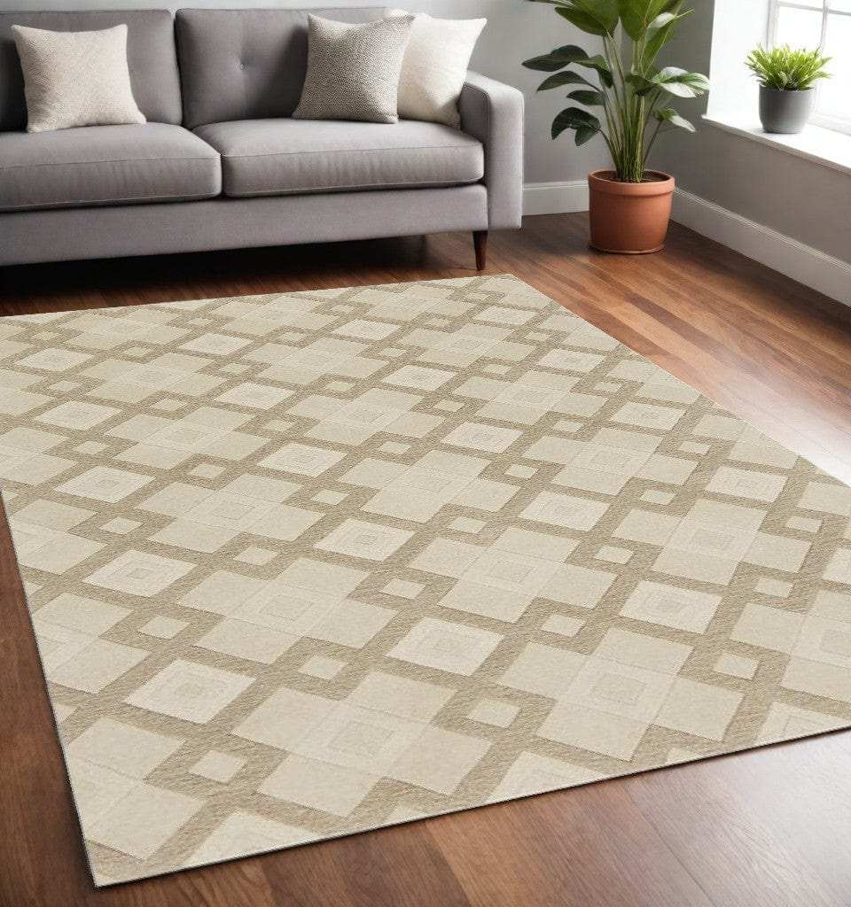 5' X 8' Wool Ivory Area Rug - Homeroots - Flyclothing LLC