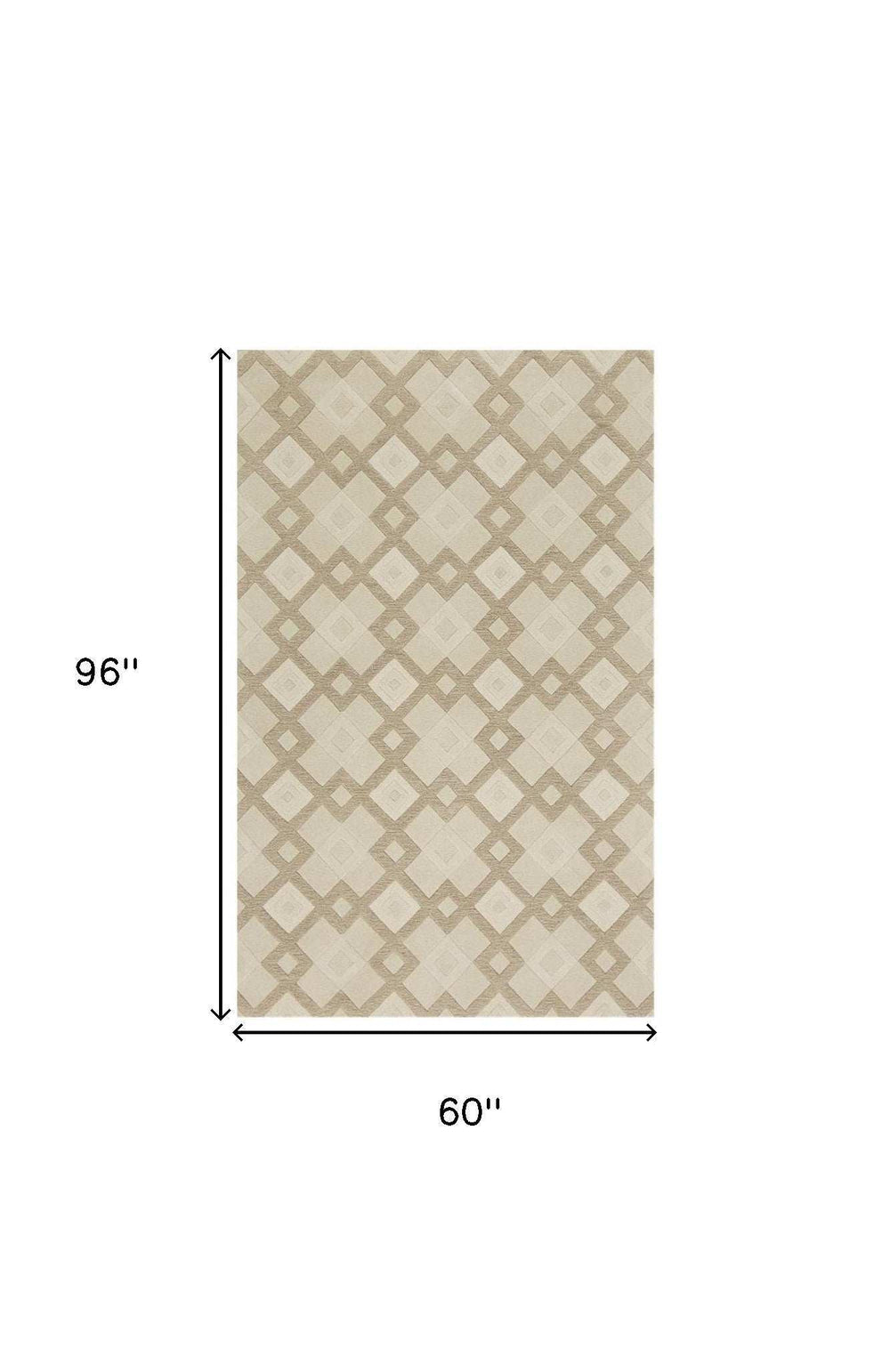 5' X 8' Wool Ivory Area Rug - Homeroots - Flyclothing LLC