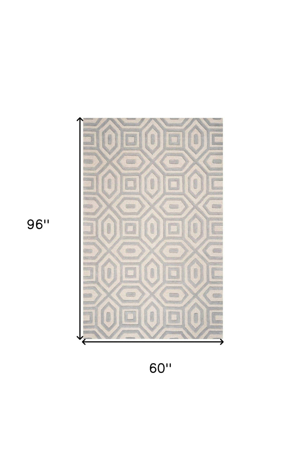 5' X 8' Grey Hand Tufted Geometric Indoor Area Rug - Homeroots - Flyclothing LLC