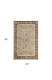 5' X 8' Grey Or Mocha Floral Bordered Wool Indoor Area Rug - Homeroots - Flyclothing LLC