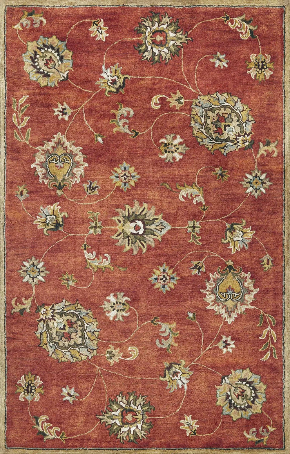 5' X 8' Sienna Floral Vine Wool Indoor Area Rug - Homeroots - Flyclothing LLC