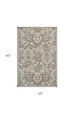 2' X 4' Gray and Ivory Floral Area Rug - Homeroots - Flyclothing LLC