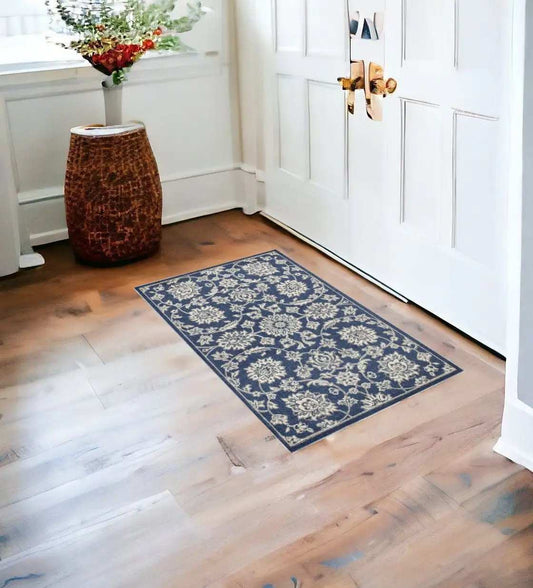 2' X 3' Blue and Ivory Area Rug - Homeroots - Flyclothing LLC