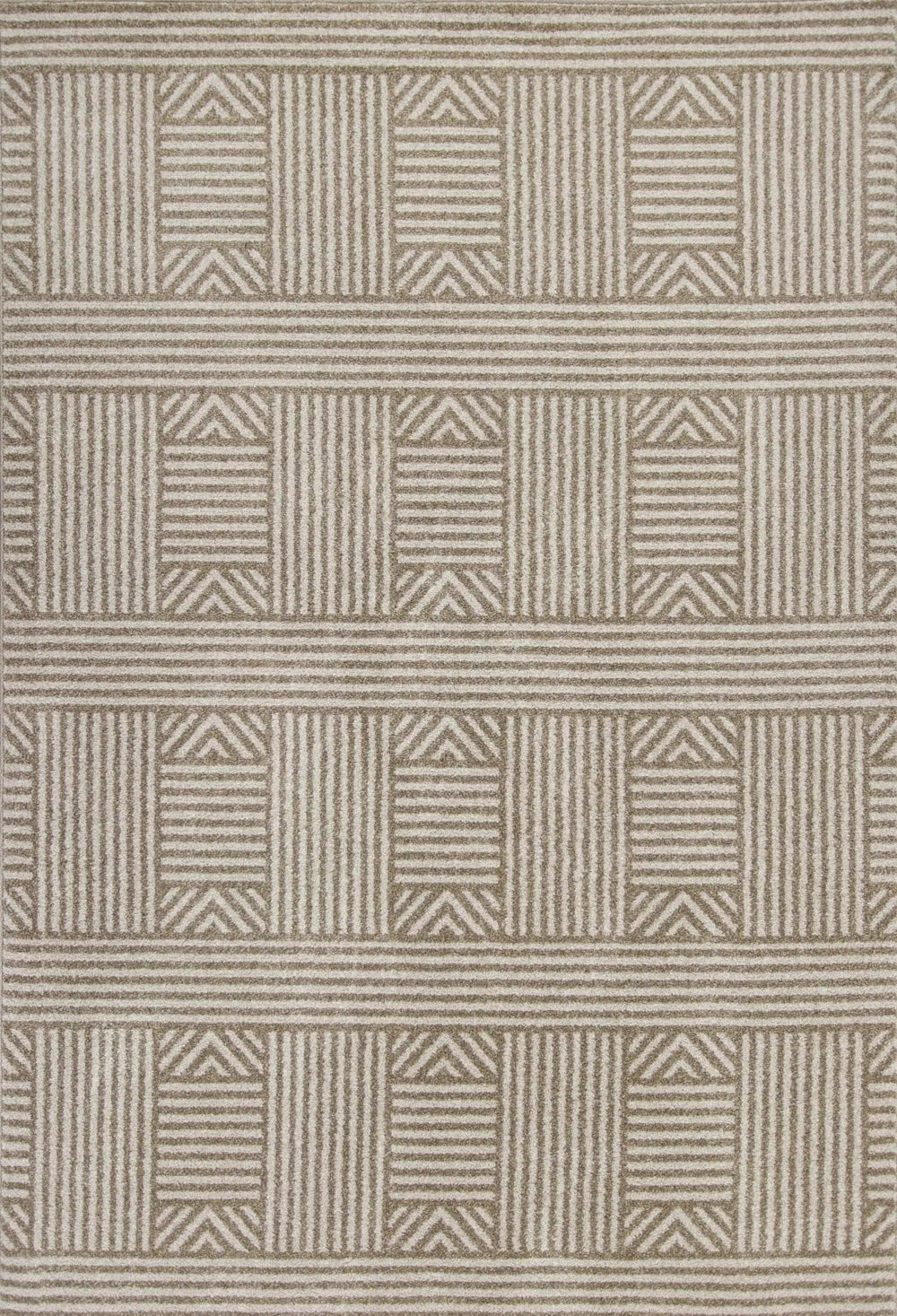 2' X 3' Beige and Ivory Geometric Indoor Outdoor Area Rug - Homeroots - Flyclothing LLC