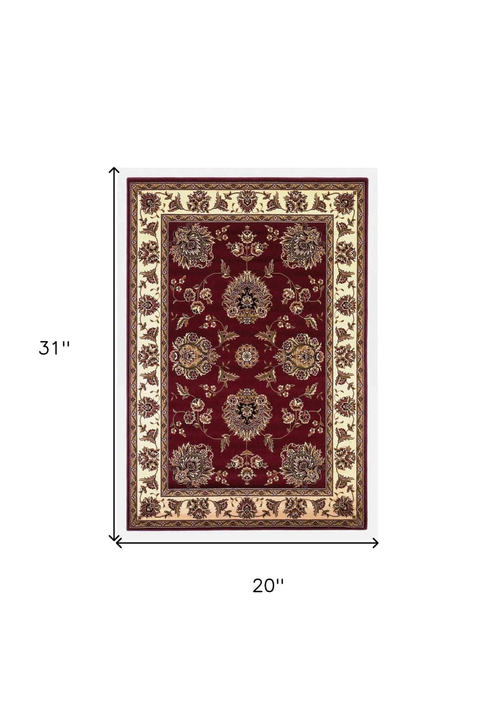 2' X 3' Red Ivory Machine Woven Floral Traditional Indoor Accent Rug - Homeroots - Flyclothing LLC