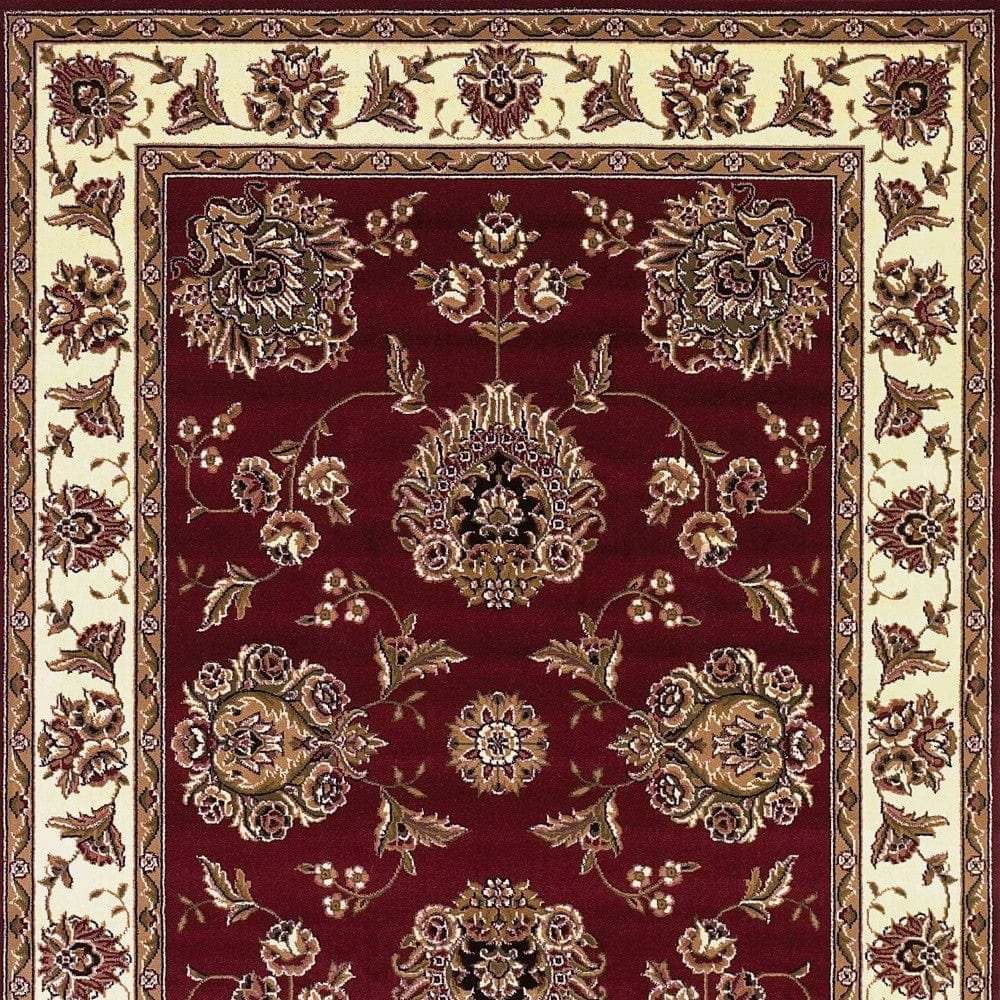 2' X 3' Red Ivory Machine Woven Floral Traditional Indoor Accent Rug - Homeroots - Flyclothing LLC