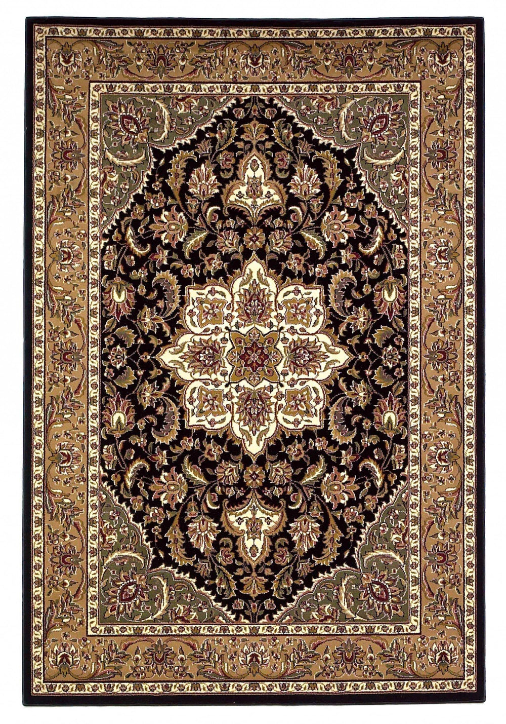 2' X 3' Beige And Black Floral Medallion Area Rug - Homeroots - Flyclothing LLC